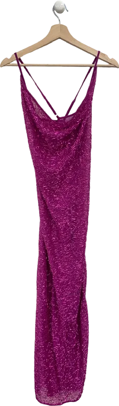 Boohoo Purple Sequin Cowl Neck Maxi Dress UK 8