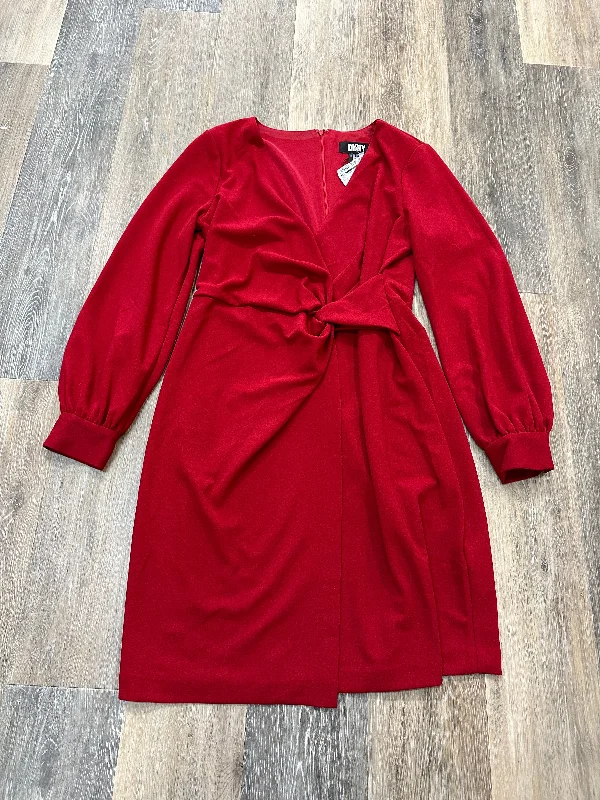 Dress Casual Midi By Dkny In Red, Size: L