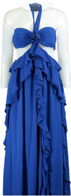 Fashion Nova Royal Rosalie Ruffle Maxi Dress UK XS