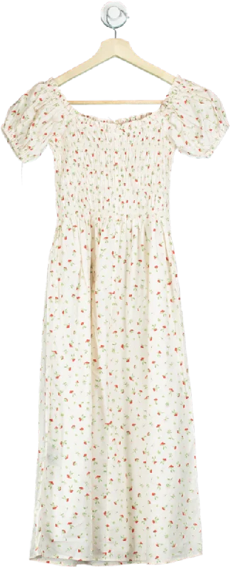 H&M Cream Floral Print Maxi Dress UK XS