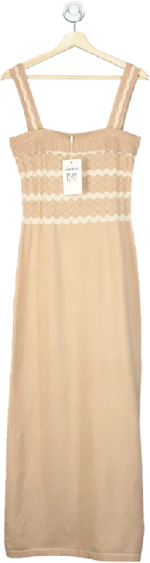 Indi Luxe Beige Maxi Dress UK L