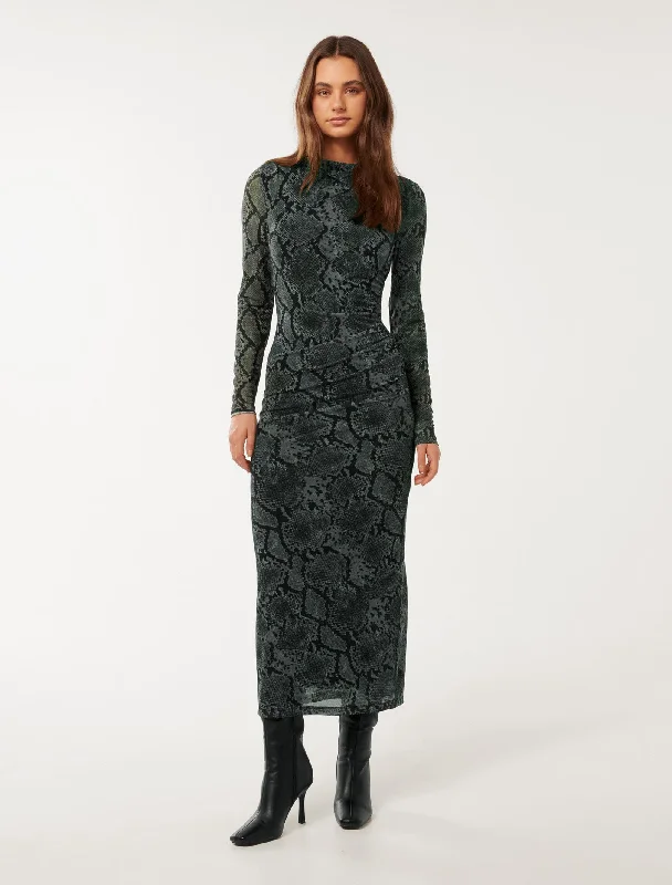 Loretta Ruched Side Midi Dress