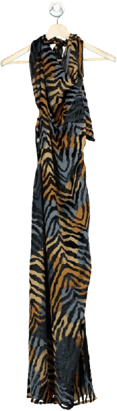 Nasty Gal Multicolour Tiger Print Maxi Dress UK 8