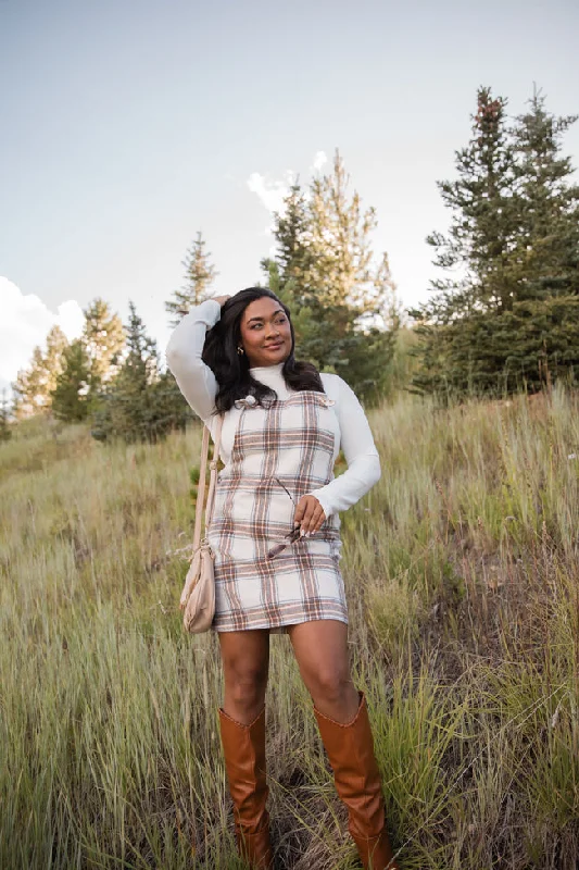 Over It Plaid Overall Mini Dress