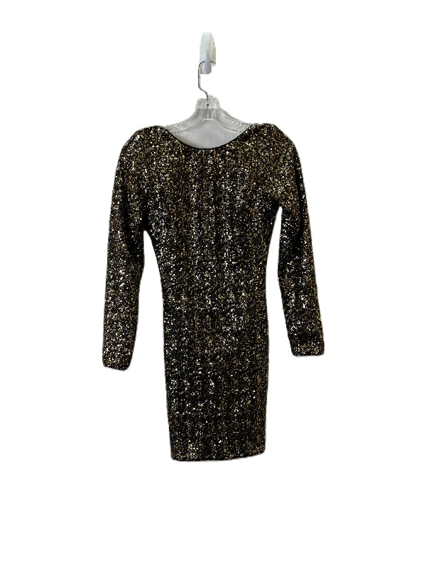 Dress Party Short By Dress The Population In Black & Gold, Size: S