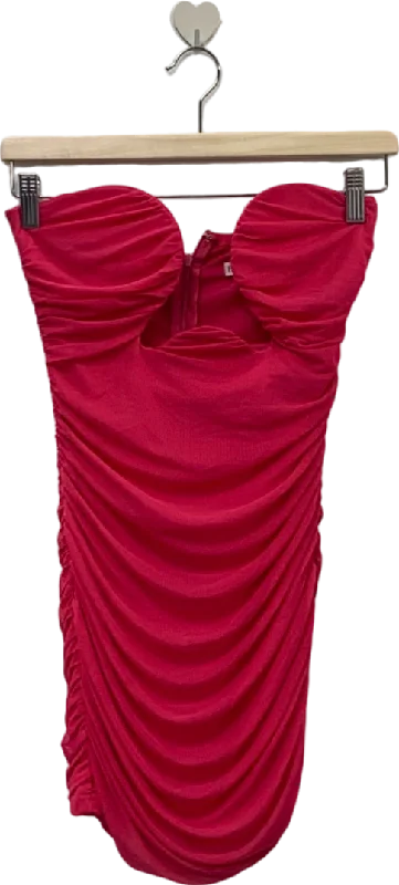 Fashion Nova Red Ruched Bodycon Dress XS