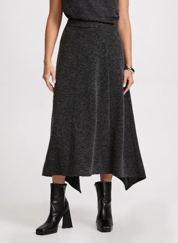 Asymmetric Hem Midi Skirt