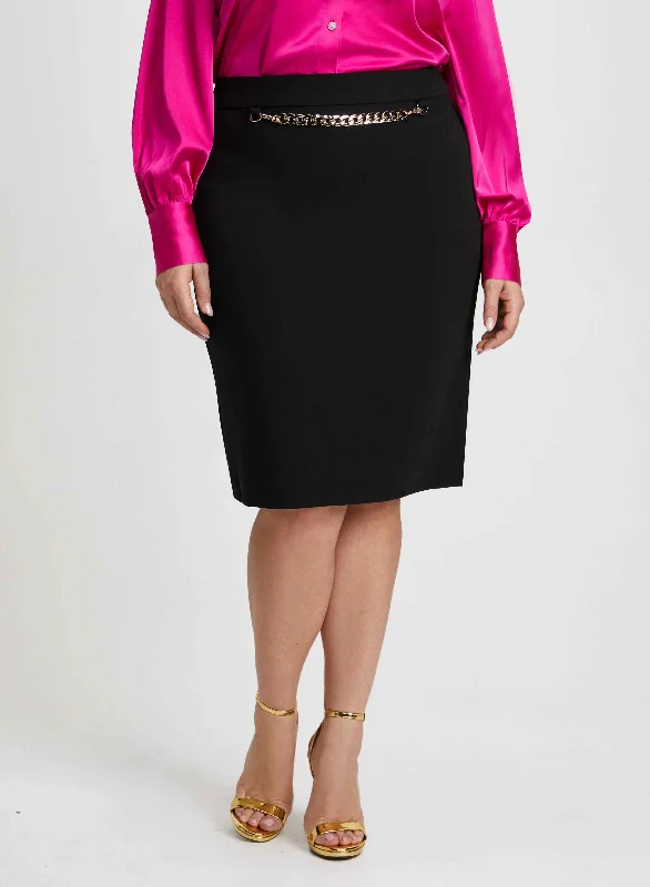 Chain Detail Pencil Skirt