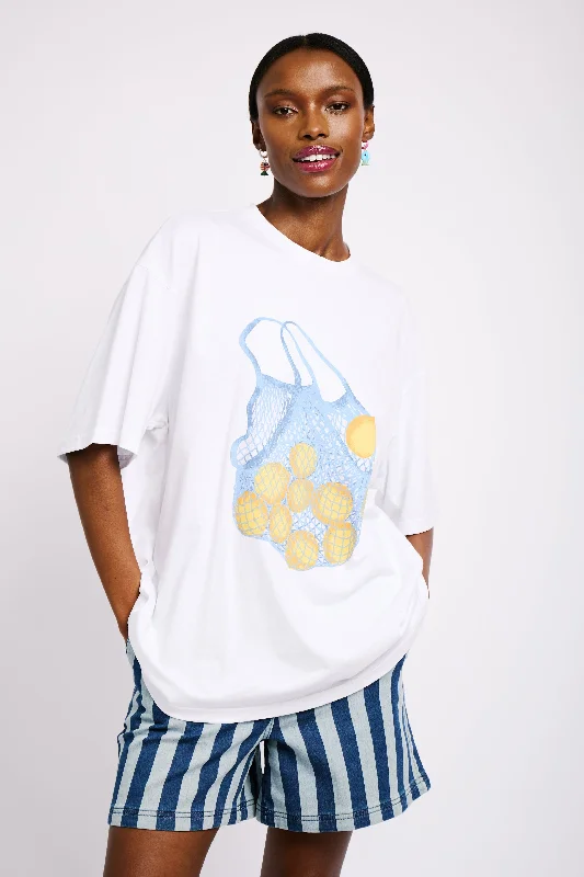 Oversized Tee with Lemon Bag Print