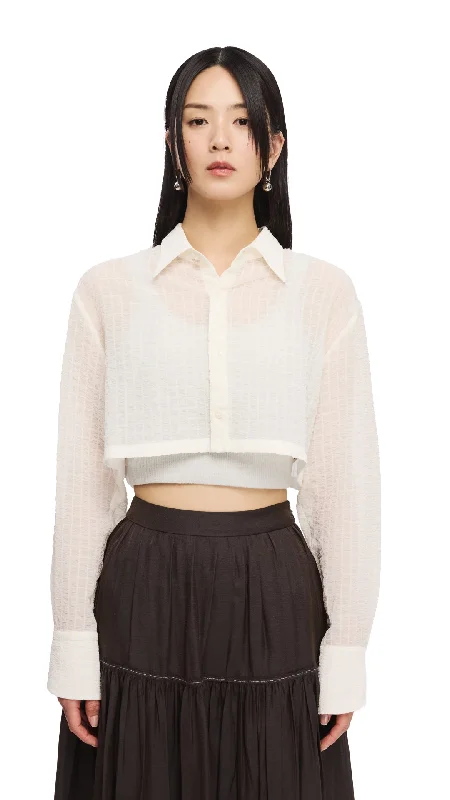 Wrinkle Chiffon Cropped Shirt