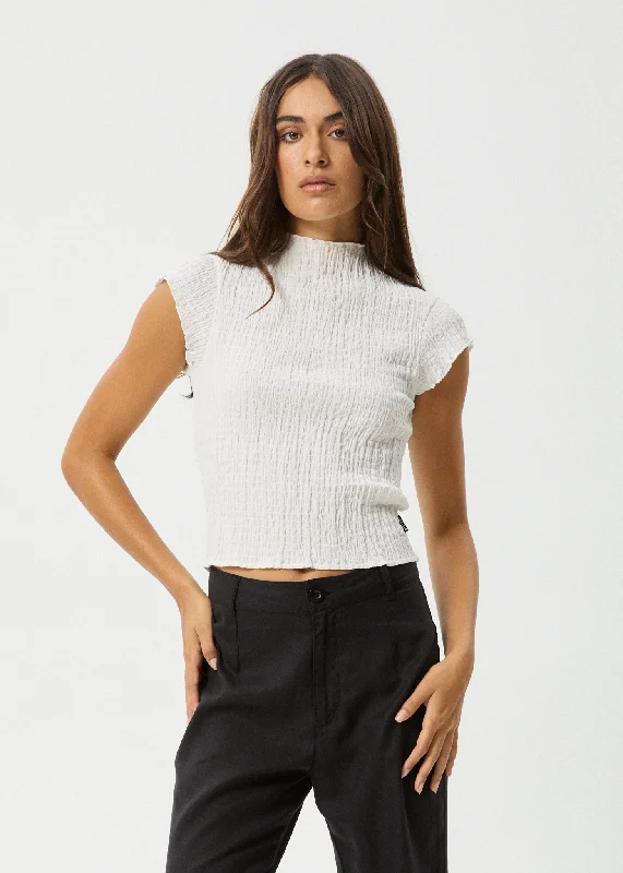 AFENDS Womens Focus - Seersucker Top - White