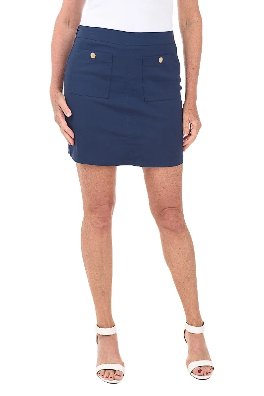 Snap Button Pockets Pull-On Skort