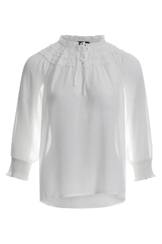 Ruffle trim Top | IVORY | 8541AR