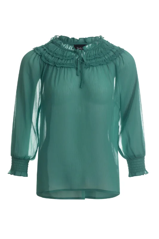 Ruffle trim Top | Soft Kelly | 8541AR