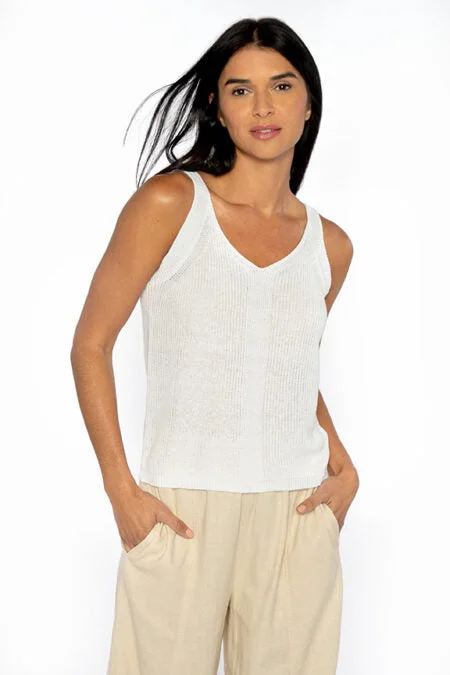 Kinross Cashmere Rib Vee Tank