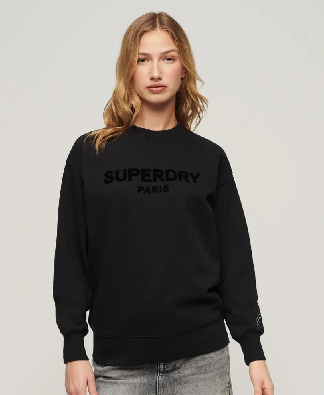 Sport Luxe Loose Crew Sweat | Black