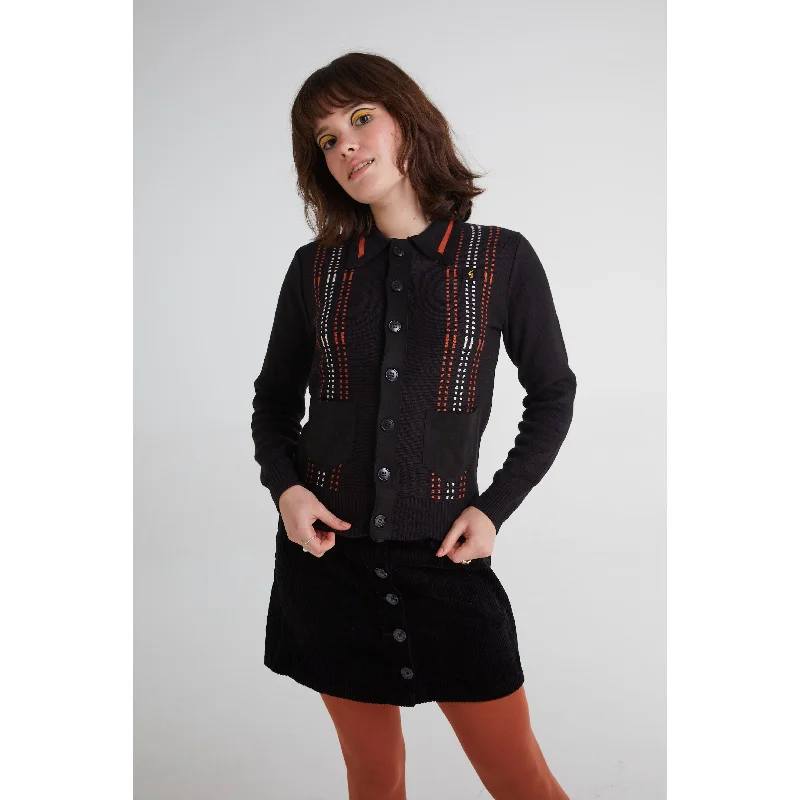 Gabicci Vintage x Modfather Clothing - Women's Exclusive Martha Yardi Cardi Black / Orange - Polo Knit