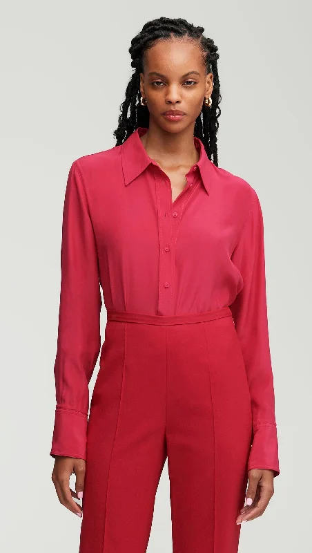 Slim Blouse in Matte-side Silk Charmeuse | Raspberry